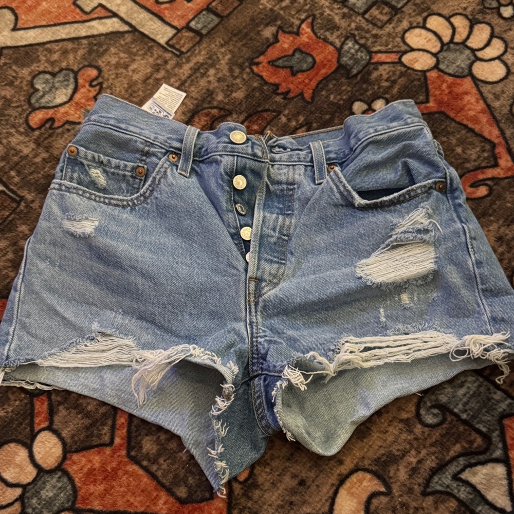 Levi's Light Blue Distressed Jean Shorts